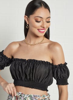 FEMME LUXE Off-Shoulder Crop Top Black  - Image 4