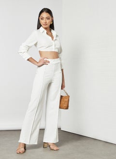FEMME LUXE High Waist Wide Leg Pants White  - Image 3