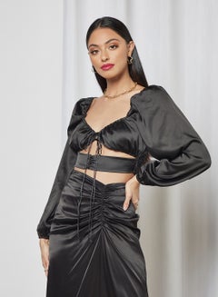 FEMME LUXE Cut-Out Detail Crop Top Black  - Image 1