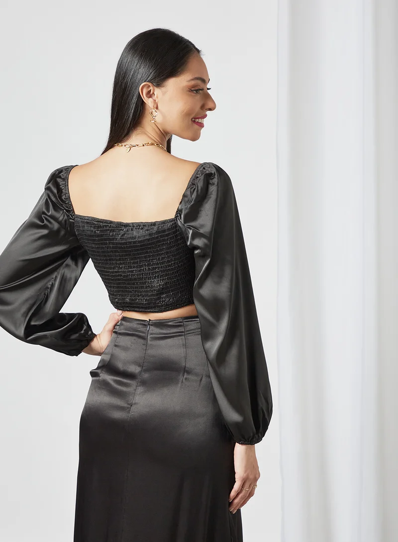 FEMME LUXE Cut-Out Detail Crop Top