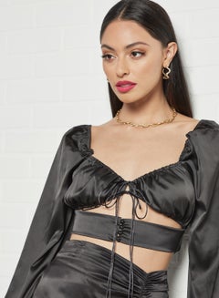 FEMME LUXE Cut-Out Detail Crop Top Black  - Image 4