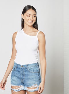 Asymmetrical Neck Top White