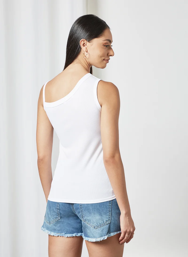 FEMME LUXE Asymmetrical Neck Top White