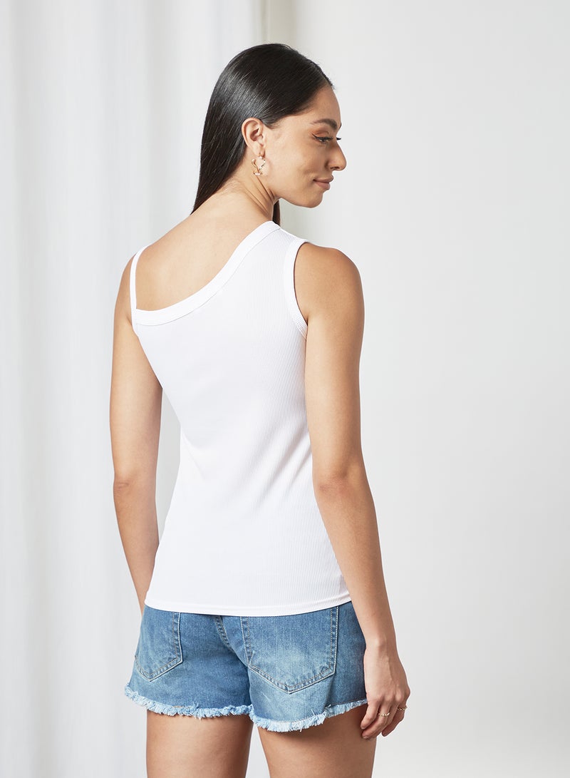 FEMME LUXE - Asymmetrical Neck Top White - Image 1