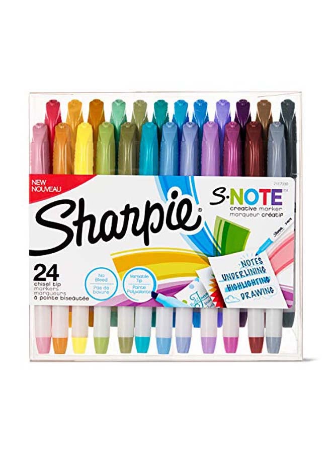 شاربي طقم أقلام ماركر إس-نوت برأس مشطوف بتصميم مبتكر مكون من 24 قطعة متعدد الألوان - Image 1