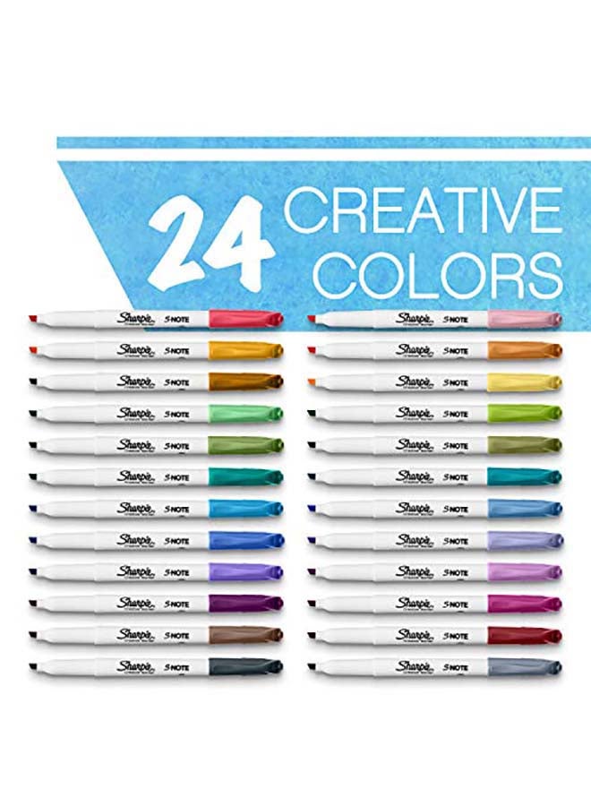 شاربي طقم أقلام ماركر إس-نوت برأس مشطوف بتصميم مبتكر مكون من 24 قطعة متعدد الألوان - Image 2