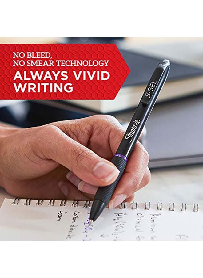 شاربي مجموعة أقلام حبر جل S بسن متوسط (0.7 مم) مكونة من 12 قلم أرجواني - Image 5