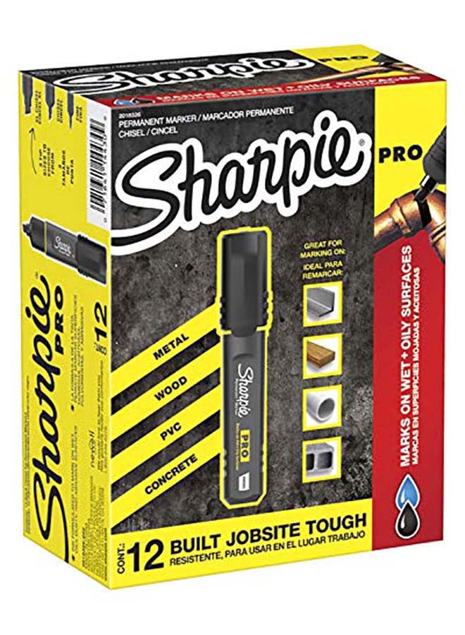Sharpie 12-Piece Chisel Tip Pro Permanent Marker Black  - Image 1