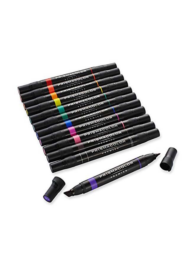 Prismacolor 12-Piece  Chisel Tip Premier Double-Ended Art Markers Multicolour - Image 1