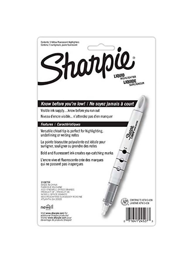 Sharpie - 5-Piece Accent Pen-Style Retractable Highlighter Yellow - Image 1