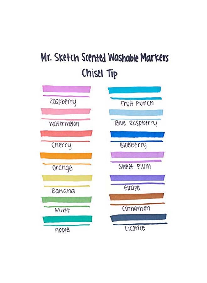 مستر.سكيتش طقم أقلام ماركر معطرة قابلة للازالة برأس مشطوف مكون من 14 قطعة متعدد الألوان - Image 3