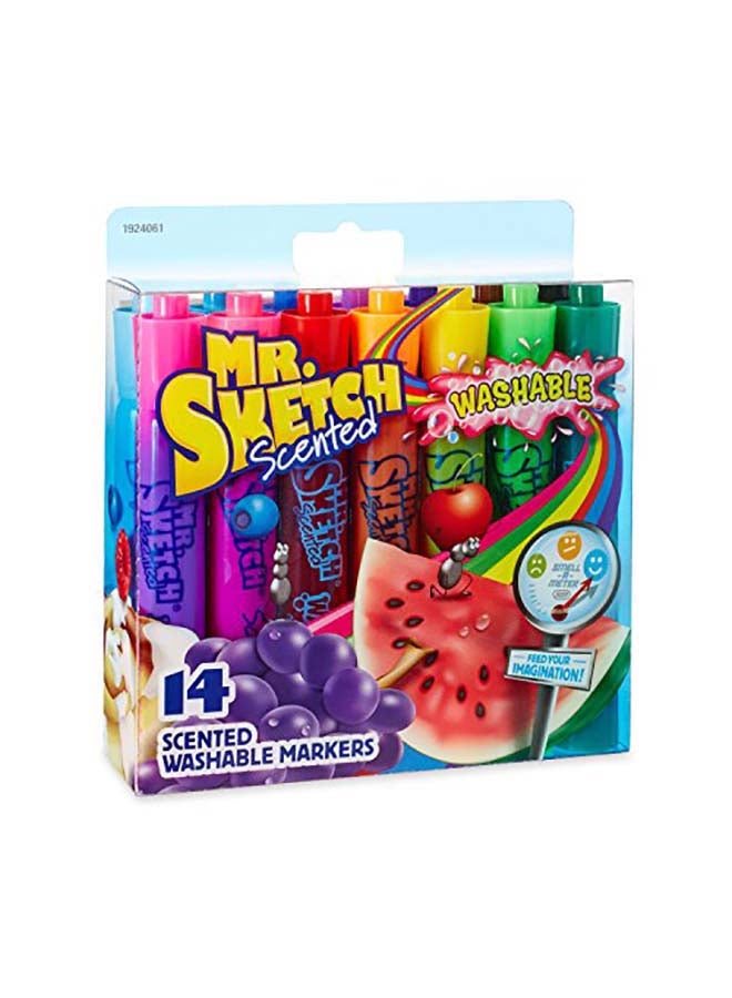 مستر.سكيتش طقم أقلام ماركر معطرة قابلة للازالة برأس مشطوف مكون من 14 قطعة متعدد الألوان - Image 4