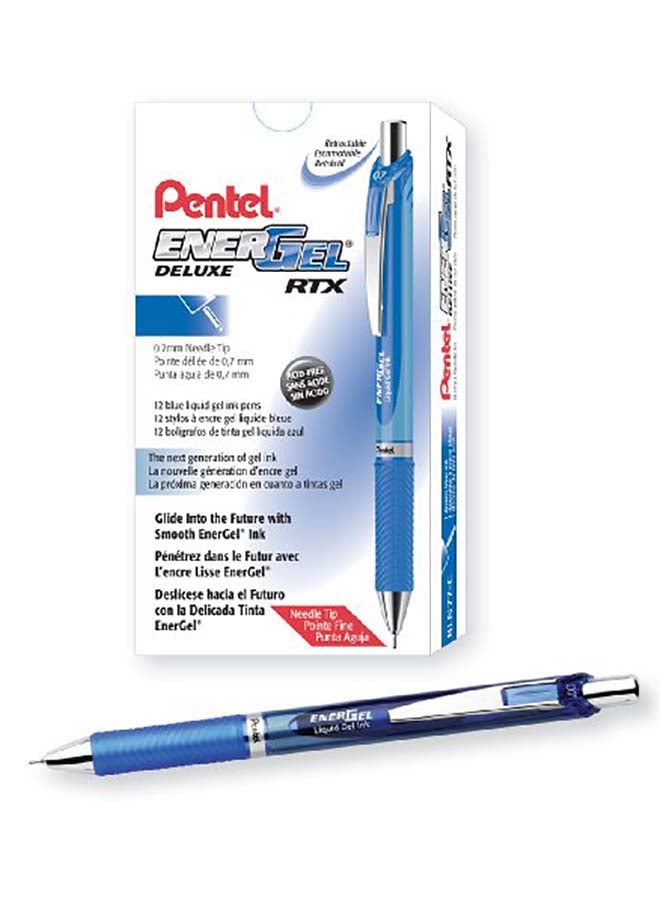 Pentel EnerGel Deluxe RTX Retractable Liquid Gel Pen, Pack of 12 Blue - Image 1