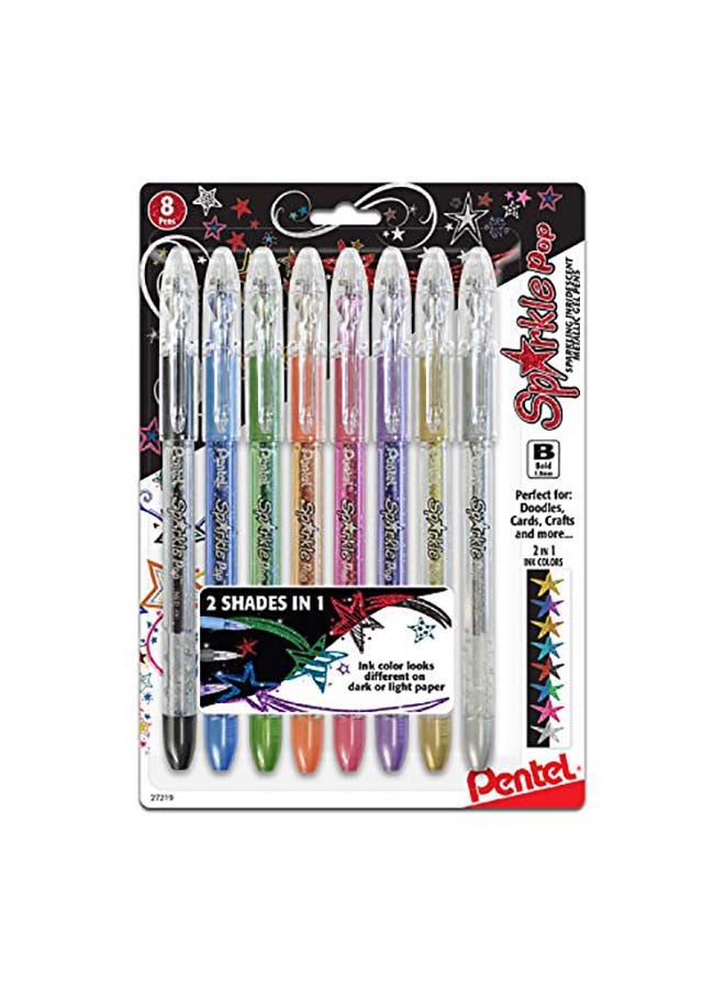 Pentel Sparkle Pop Metallic Gel Pen, Pack of 8 Multicolour - Image 1