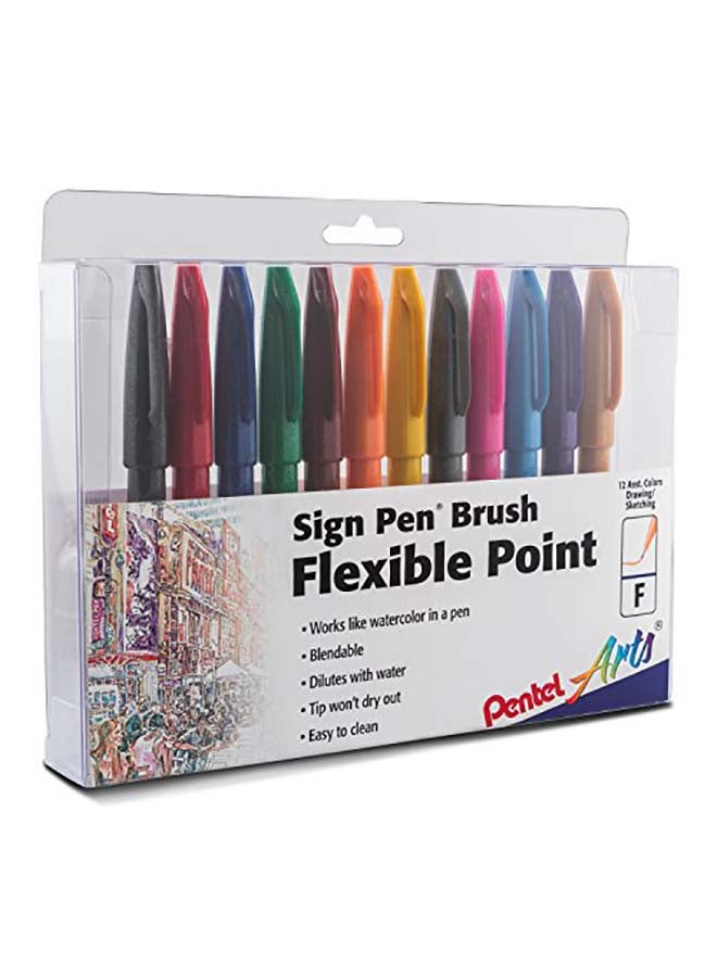 Pentel 12-Piece Arts Sign Pen Touch Multicolour - Image 1