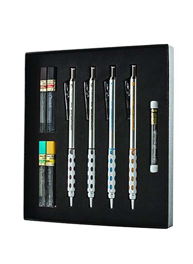 Pentel Arts GraphGear 1000 Premium Gift Set with Refill Leads & Erasers Black - Image 1