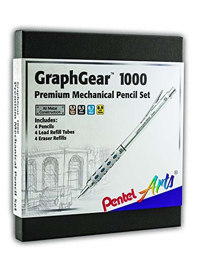 Pentel Arts GraphGear 1000 Premium Gift Set with Refill Leads & Erasers Black - Image 4