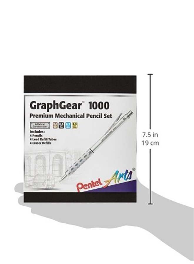Pentel Arts GraphGear 1000 Premium Gift Set with Refill Leads & Erasers Black - Image 3