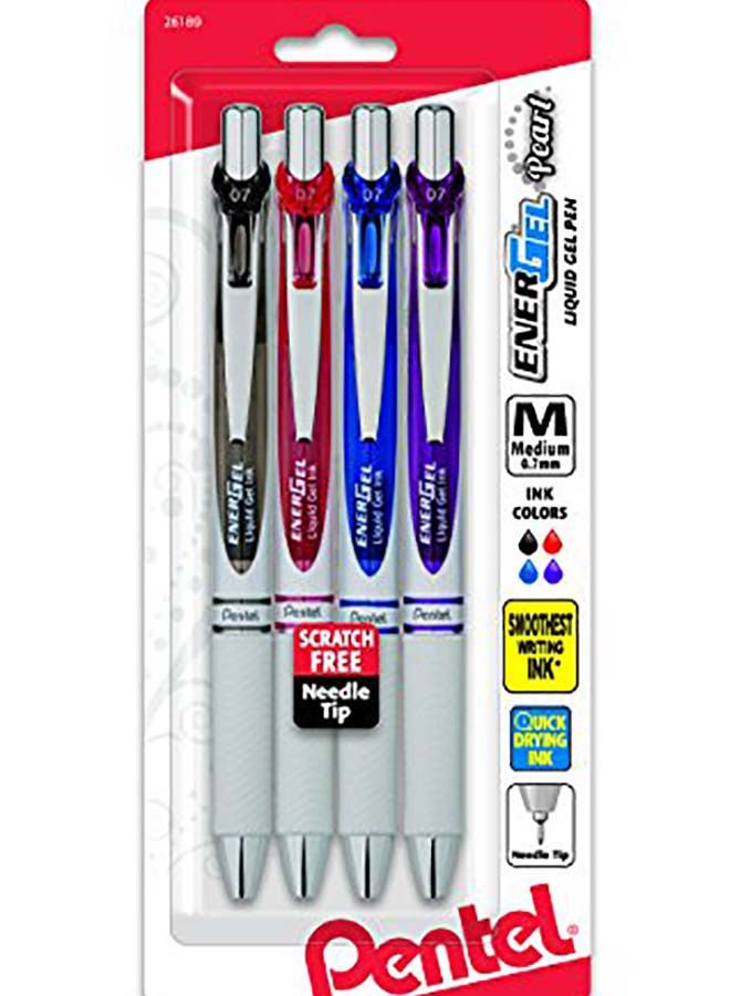 بنتل أقلام حبر جل سائل RTX عالية الجودة وقابلة للسحب من إنرجل بيرل من 4 قطع متعدد الألوان - Image 1