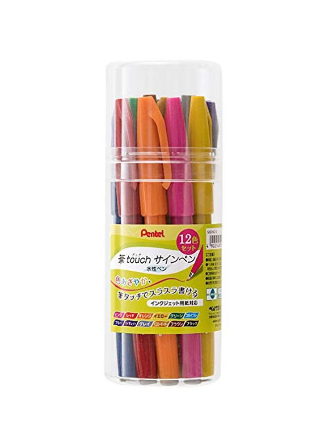Pentel 12-Piece Brush Touch Felt-Tip Pen Set Multicolour  - Image 1