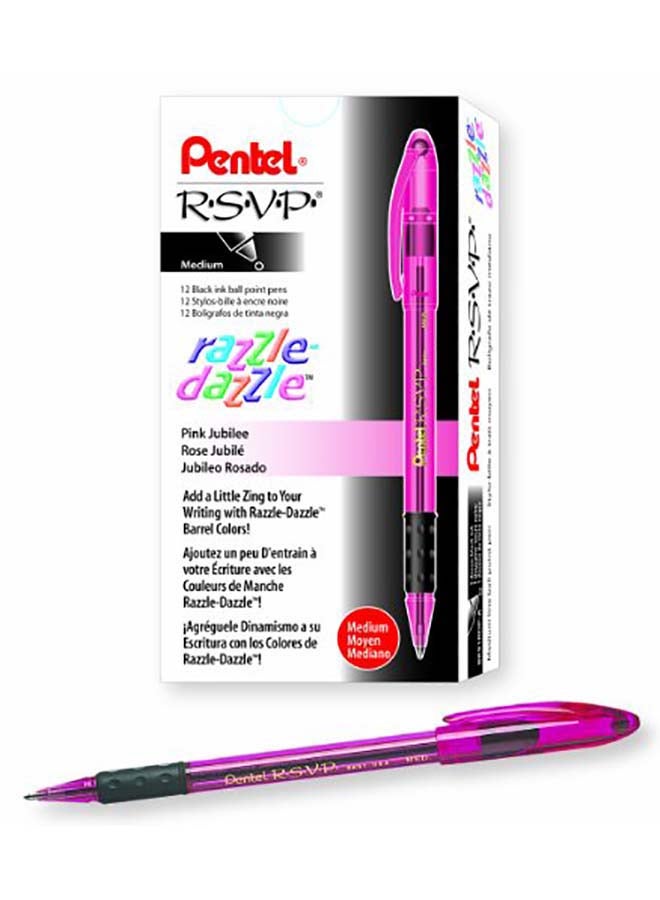 Pentel R.S.V.P. Razzle-Dazzle Ballpoint Pen, Pack of 12 Pink - Image 1
