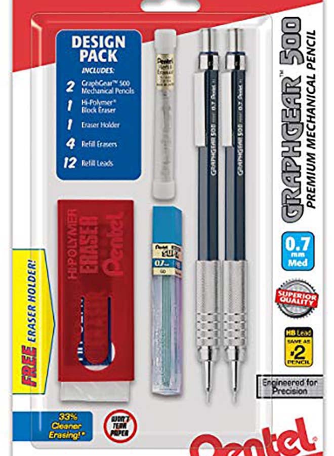 Pentel GraphGear 500 Automatic Pencil Kit, Pack of 2 Multicolour - Image 1