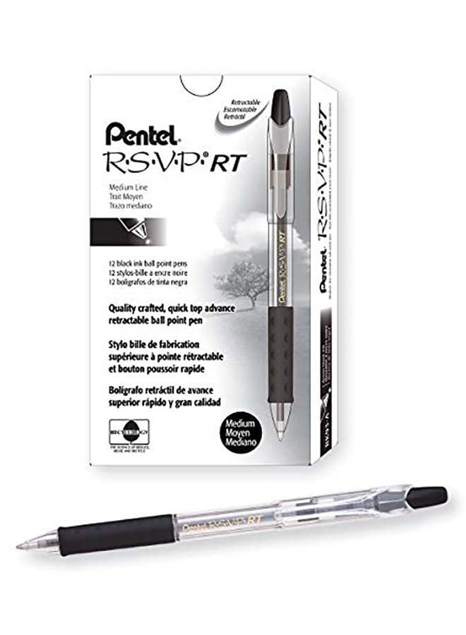 Pentel R.S.V.P. RT Retractable Ballpoint Pen, Pack of 12 Black - Image 1