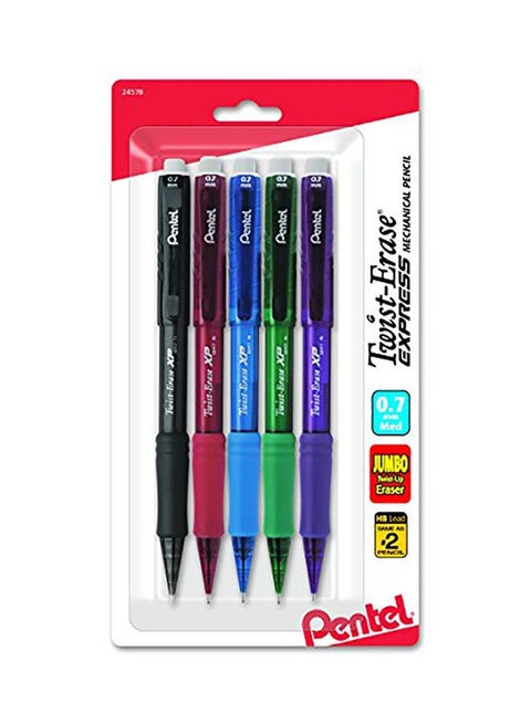 Twist-Erase Express Automatic Pencil, Pack of 5 multicolour