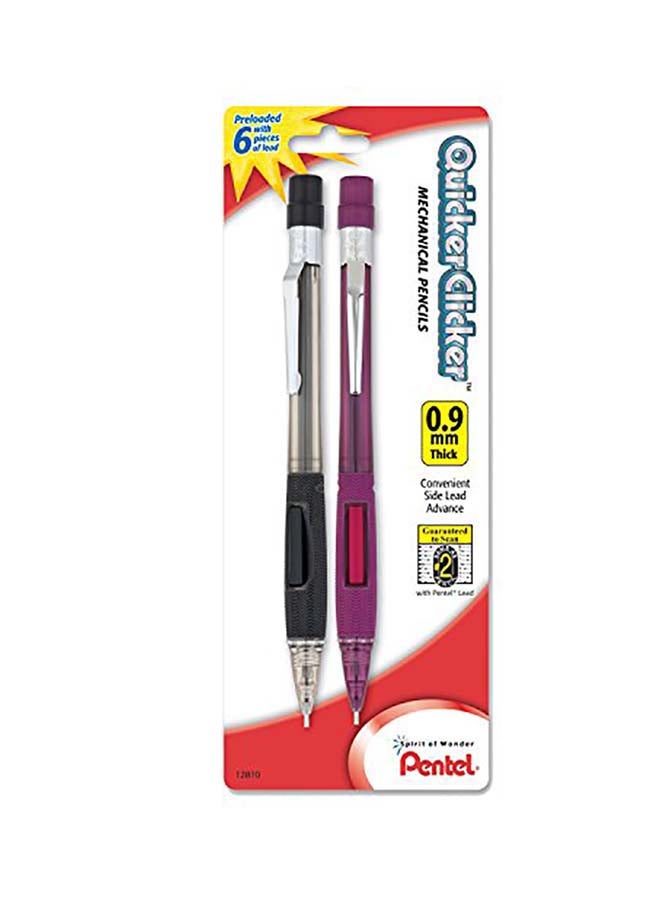 بنتل مجموعة أقلام رصاص أوتوماتيكية من تشكيلة كويكر كليكر، مكونة من قطعتين أحمر - Image 1