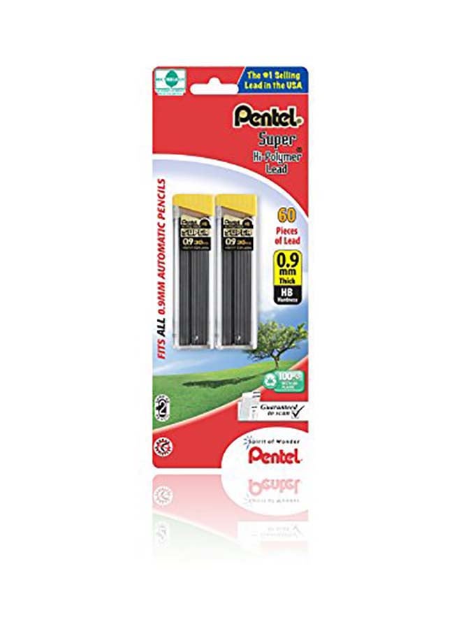 Pentel 60-Piece  Super Hi-Polymer Lead Refill , 0.9 mm Grey - Image 1