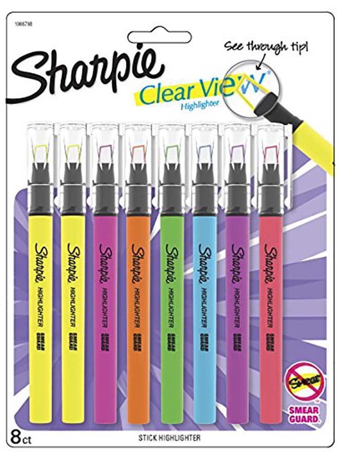 Sharpie 8-Piece Clear View Stick Highlighter Multicolour - Image 1