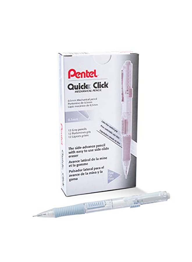 Pentel 12-Piece  QUICK CLICK Mechanical Pencil (0.5mm) Grey - Image 1