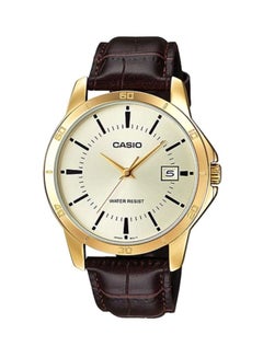 CASIO Men's Water Resistant Leather Analog Watch MTP-V004GL-9A - 42 mm - Brown  - Image 1