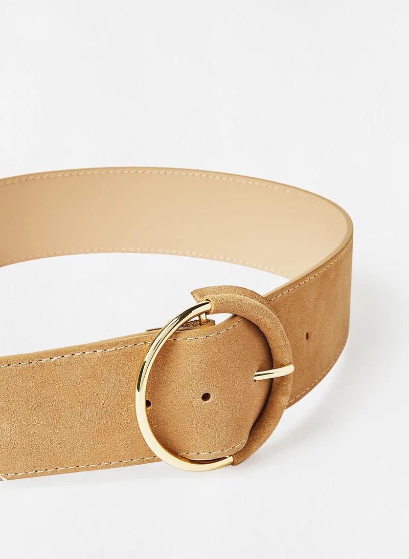 PIECES Suede Waist Belt Beige