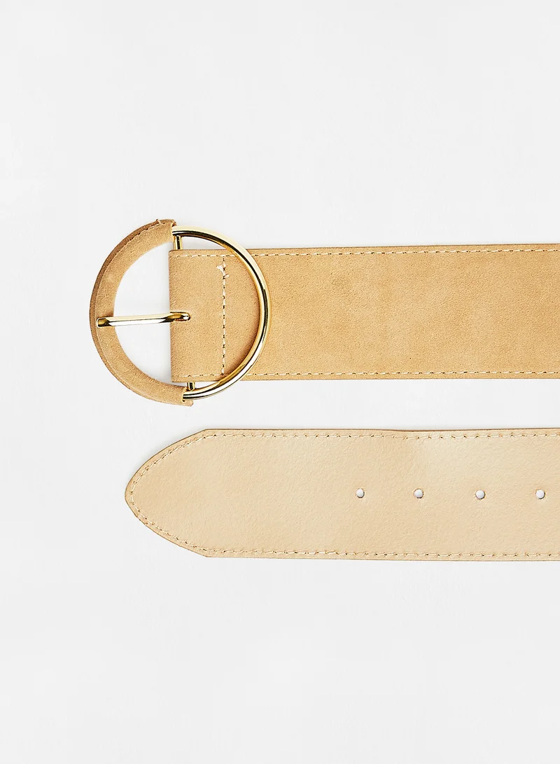 PIECES Suede Waist Belt Beige