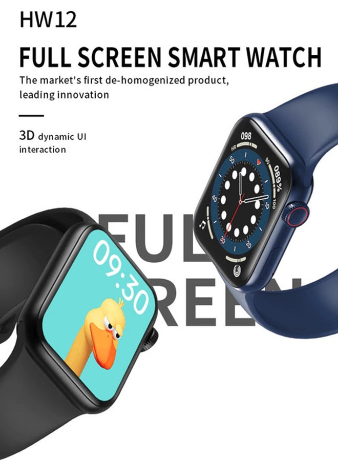HW12 Silicone 1.57 inch Split Screen Watch With Rotating Side Button Blue