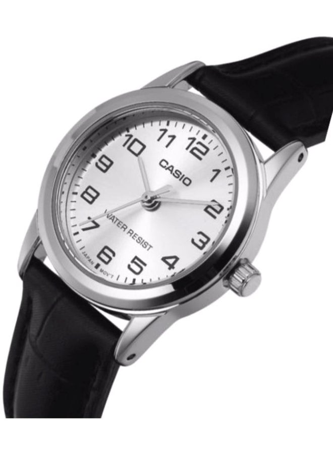 CASIO - Women's Leather Analog Watch LTP-V001L-7BUDF - 25 mm - Black - Image 1