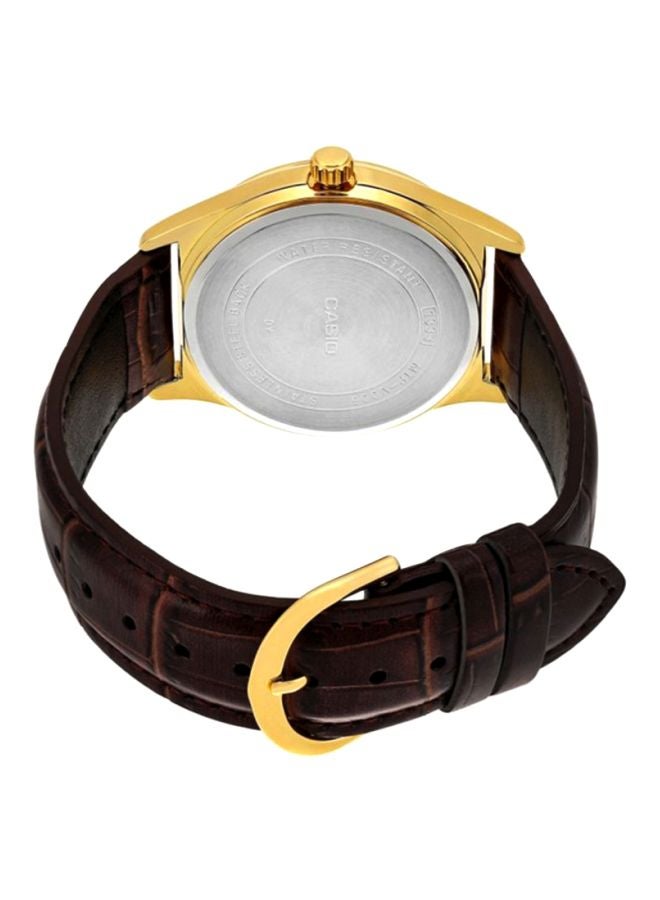 CASIO Men's Leather Analog Wrist Watch MTP-V006GL-7BUDF - 36 mm - Brown - Image 2