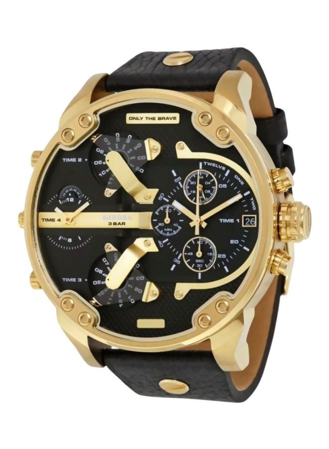 DIESEL Men's Mr.Daddy 2.0 Round Shape Leather Band Chronograph Wrist Watch 57 mm - Black - DZ7371 - Image 1