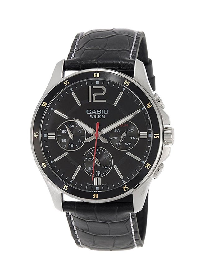 CASIO Men's Enticer Water Resistant Analog Watch Mtp-1374L-1 - 44 mm - Black - Image 1