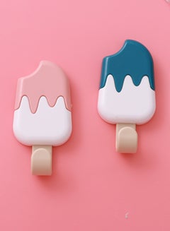 2-Piece Ice Cream Shape Self-Adhesive Hook Set Multicolour