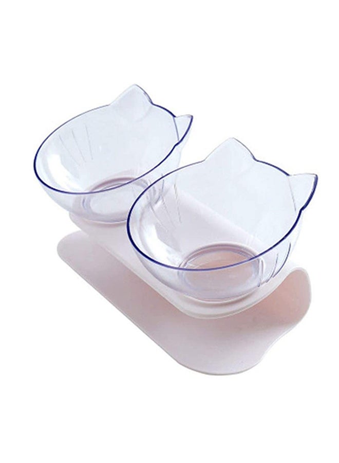Mumoo Bear Double Cat Bowl With Base Clear ‎28.3x15.8x12.4cm  - Image 1