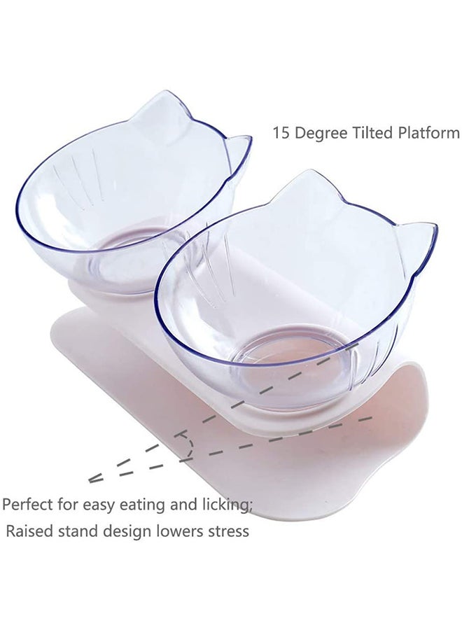Mumoo Bear Double Cat Bowl With Base Clear ‎28.3x15.8x12.4cm  - Image 2