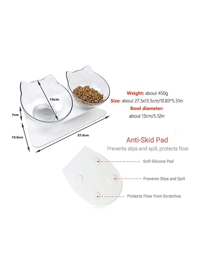 Mumoo Bear Double Cat Bowl With Base Clear ‎28.3x15.8x12.4cm  - Image 3