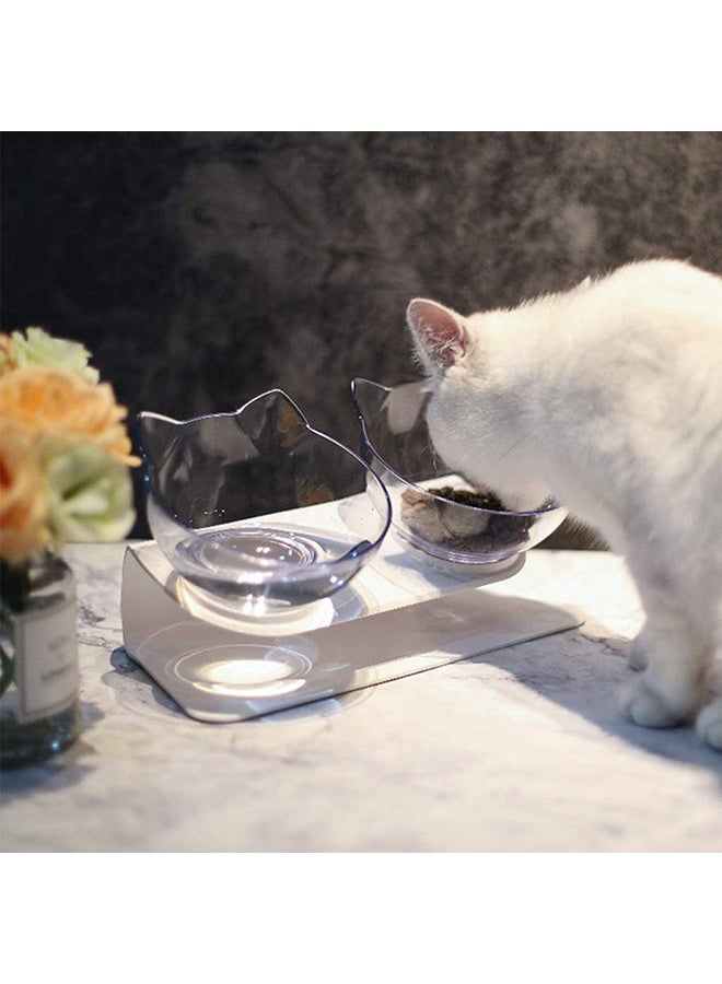 Mumoo Bear Double Cat Bowl With Base Clear ‎28.3x15.8x12.4cm  - Image 4