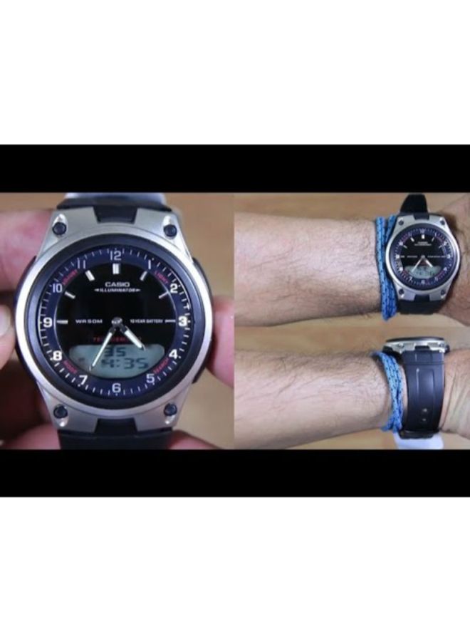 كاسيو ساعة يد كوارتز رقمية وبعقارب وسوار من الراتينج طراز AW80-1AV - قياس 47 مم - لون أسود للرجال - Image 4