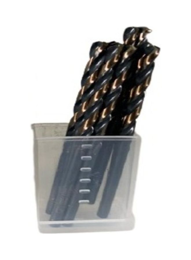 10-Piece HSS-Co Straight Shank Drill Bit Set Black/Silver