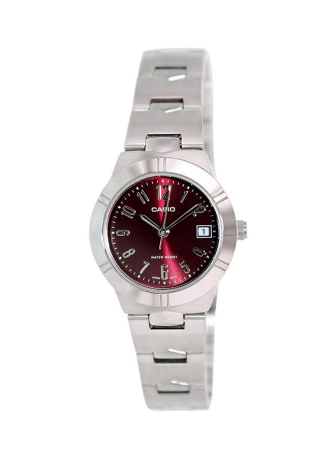 كاسيو ساعة يد بعقارب وسوار من الإستانلس ستيل طراز LTP-1241D-4A2DF - مقاس 25 مم - لون فضي للنساء - Image 1