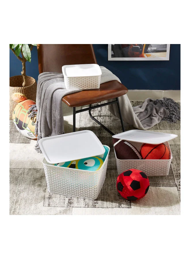 Home Box Spectra Royal Basket With Lid White 26x11x20cm