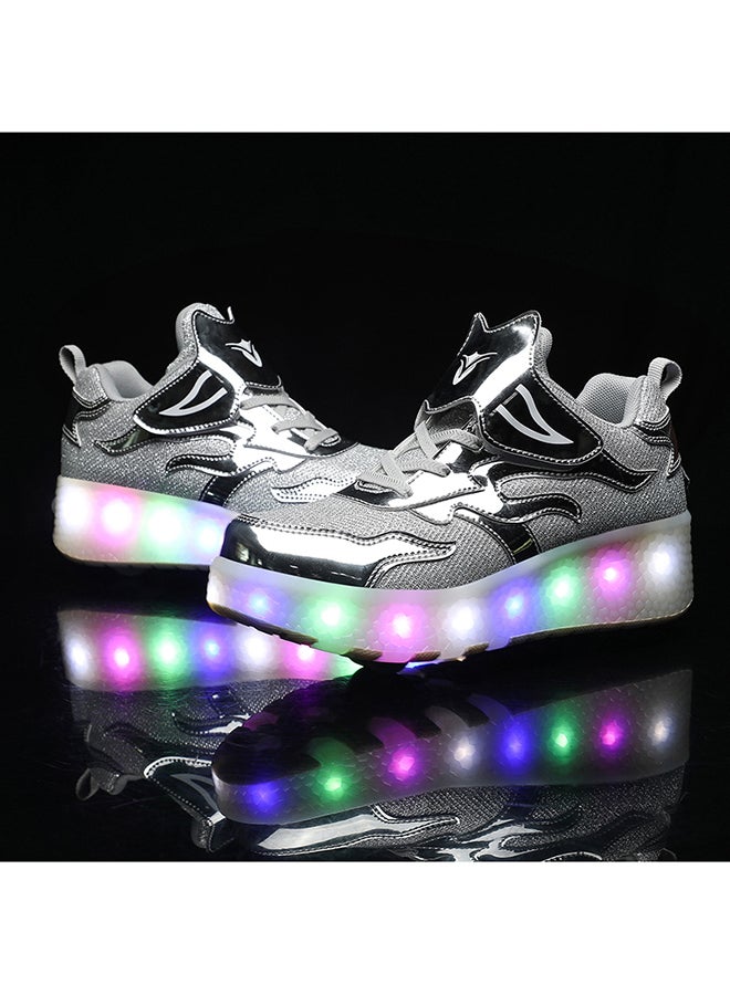 كيدل حذاء تزلج سنيكر لامع وعصري بإضاءة LED وامضة مع عجلات ونعل لايتننج - Image 4